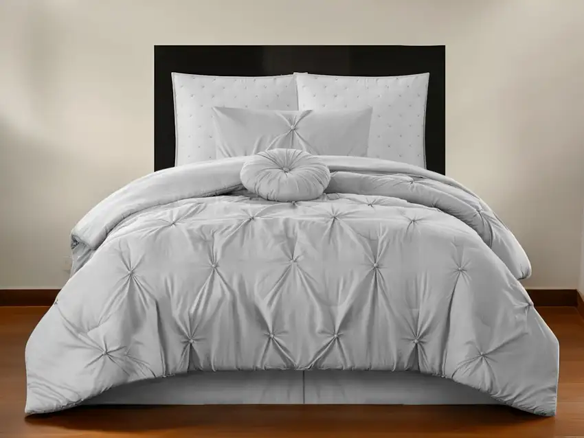Gray Twin Polyester 180 Thread Count Washable Down Comforter Set Photo 1