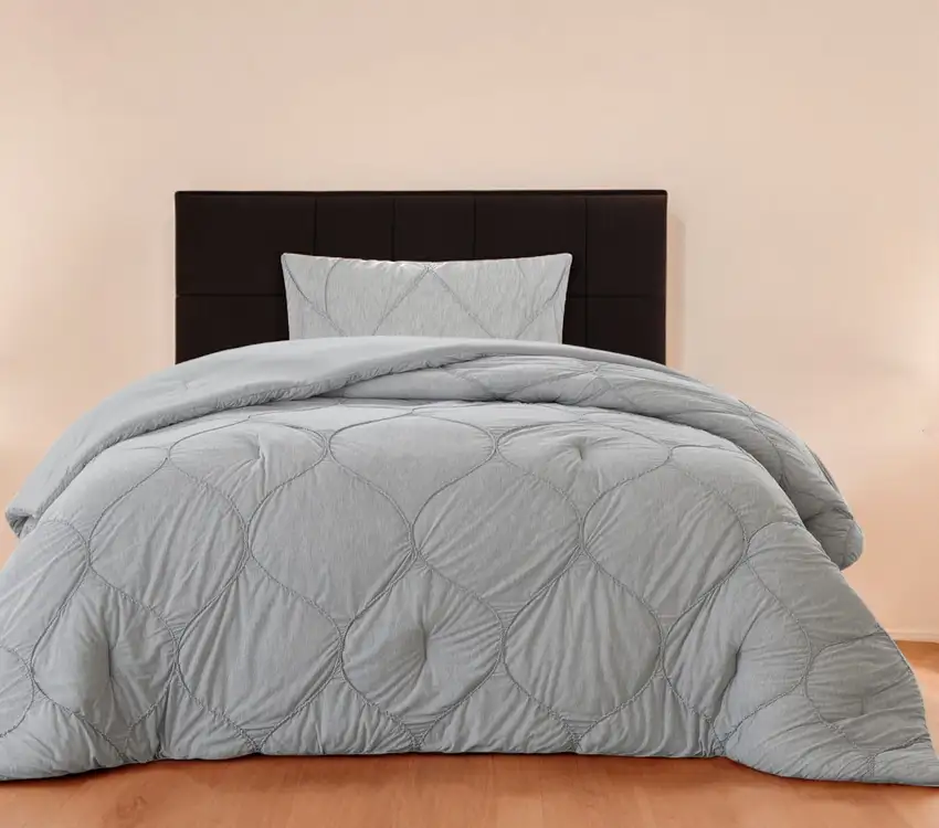 Gray Twin Polyester 180 Thread Count Washable Down Comforter Set Photo 1