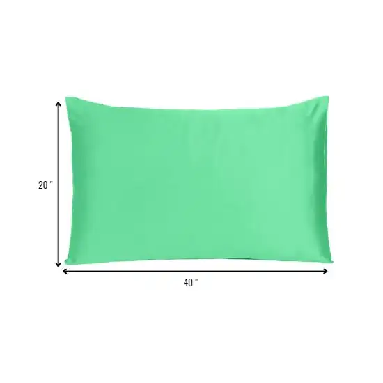 Green Dreamy Set Of 2 Silky Satin King Pillowcases Photo 8