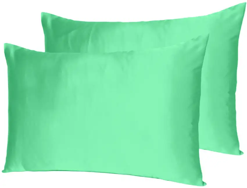 Green Dreamy Set Of 2 Silky Satin King Pillowcases Photo 7