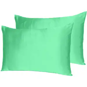 Photo of Green Dreamy Set Of 2 Silky Satin King Pillowcases
