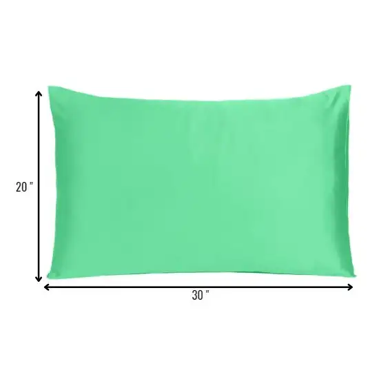 Green Dreamy Set Of 2 Silky Satin Queen Pillowcases Photo 8