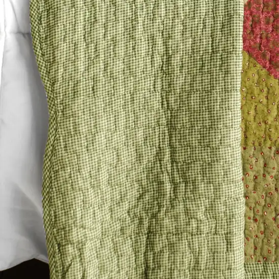 Green Fields -  Cotton 3PC Vermicelli-Quilted Striped Printed Quilt Set (Full/Queen Size) Photo 4