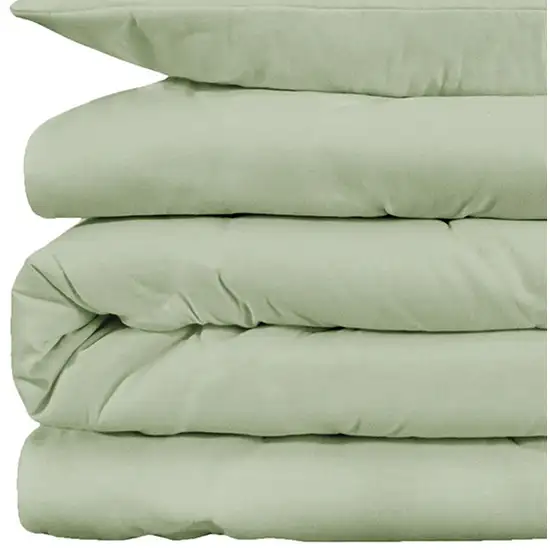 Green King Cotton Blend Washable Duvet Cover Set With Two Shams Photo 4