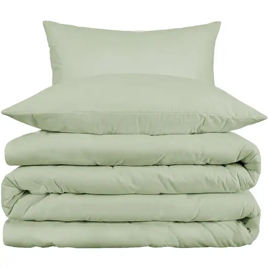 Green King Cotton Blend Washable Duvet Cover Set With Two Shams Photo 2