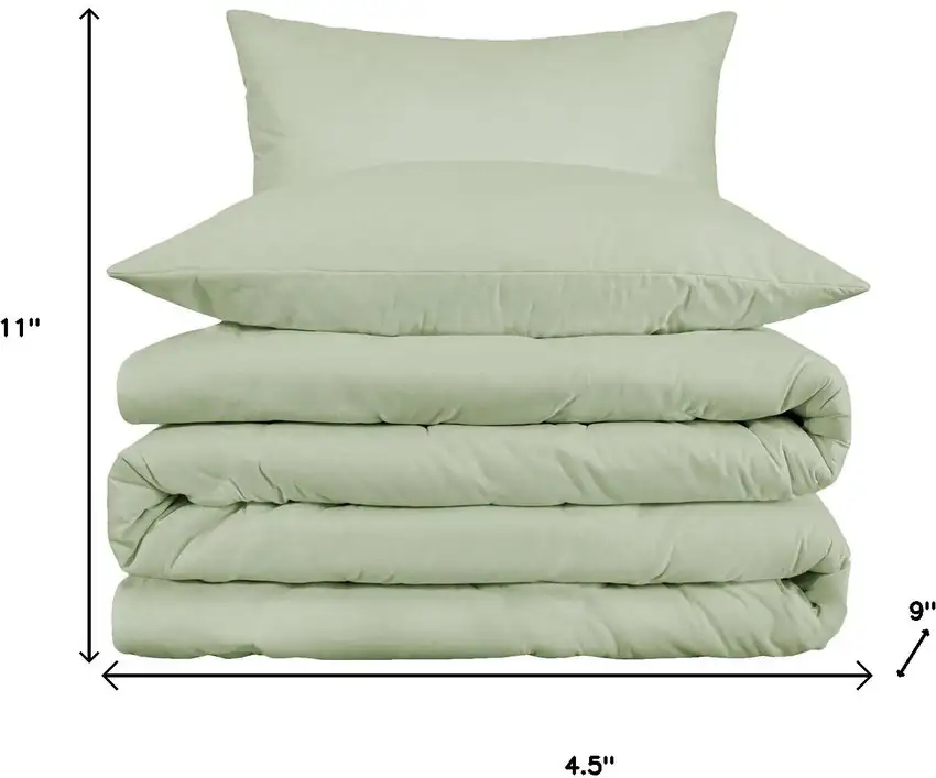 Green King Cotton Blend Washable Duvet Cover Set With Two Shams Photo 6