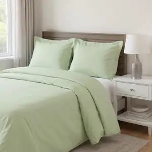 Photo of Green King Cotton Blend Washable Duvet Cover Set With Two Shams