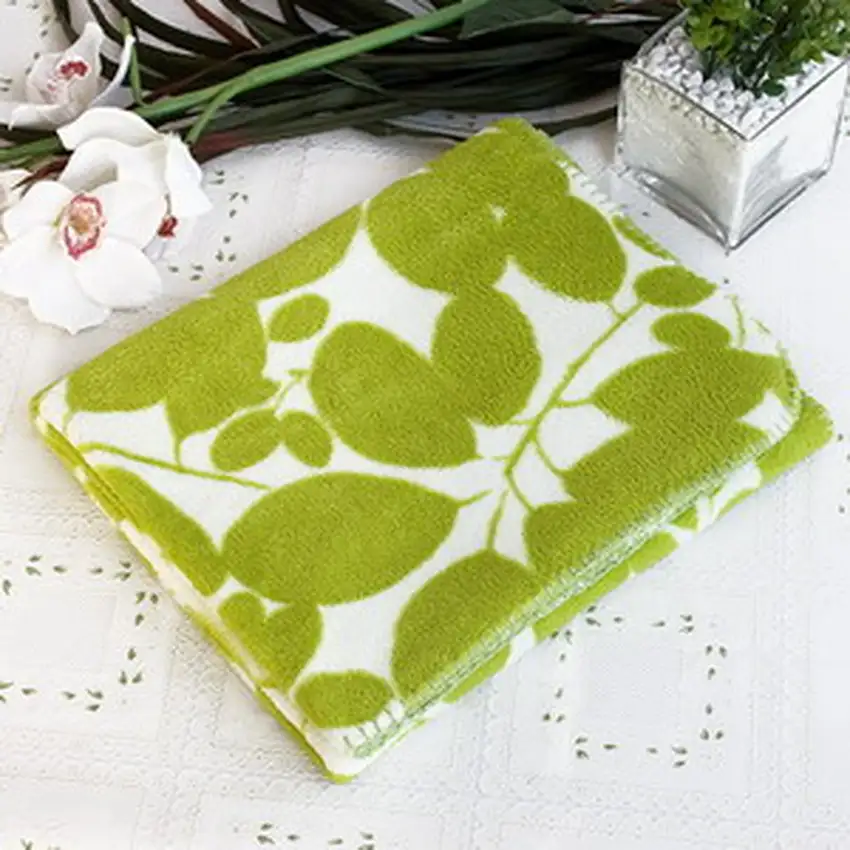 Green Leaves -  Japanese Coral Fleece Baby Throw Blanket (26 by 39.8 inches) Photo 2