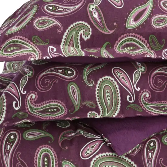 Green Pink And Purple King Cotton Washable Duvet Cover Set With Two Shams Photo 9