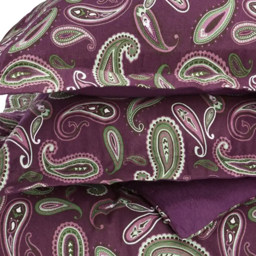 Green Pink And Purple King Cotton Washable Duvet Cover Set With Two Shams Photo 9