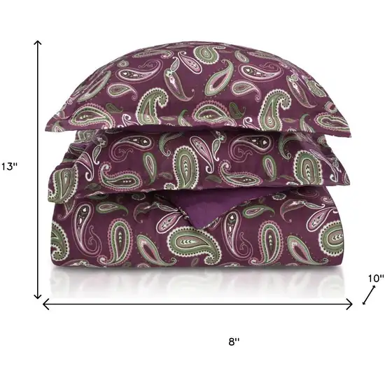 Green Pink And Purple King Cotton Washable Duvet Cover Set With Two Shams Photo 8