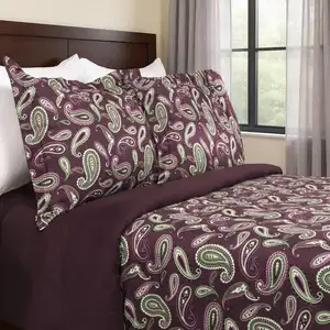Photo of Green Pink And Purple King Cotton Washable Duvet Cover Set With Two Shams