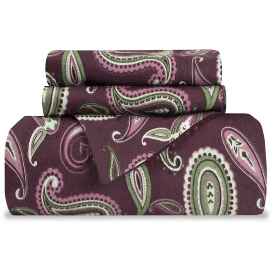 Green Pink And Purple King Cotton Washable Duvet Cover Set With Two Shams Photo 3