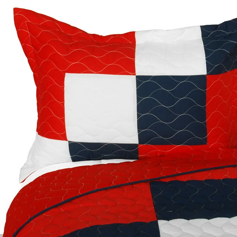 Handsome Prince - 3PC Vermicelli-Quilted Patchwork Quilt Set (Full/Queen Size) Photo 2