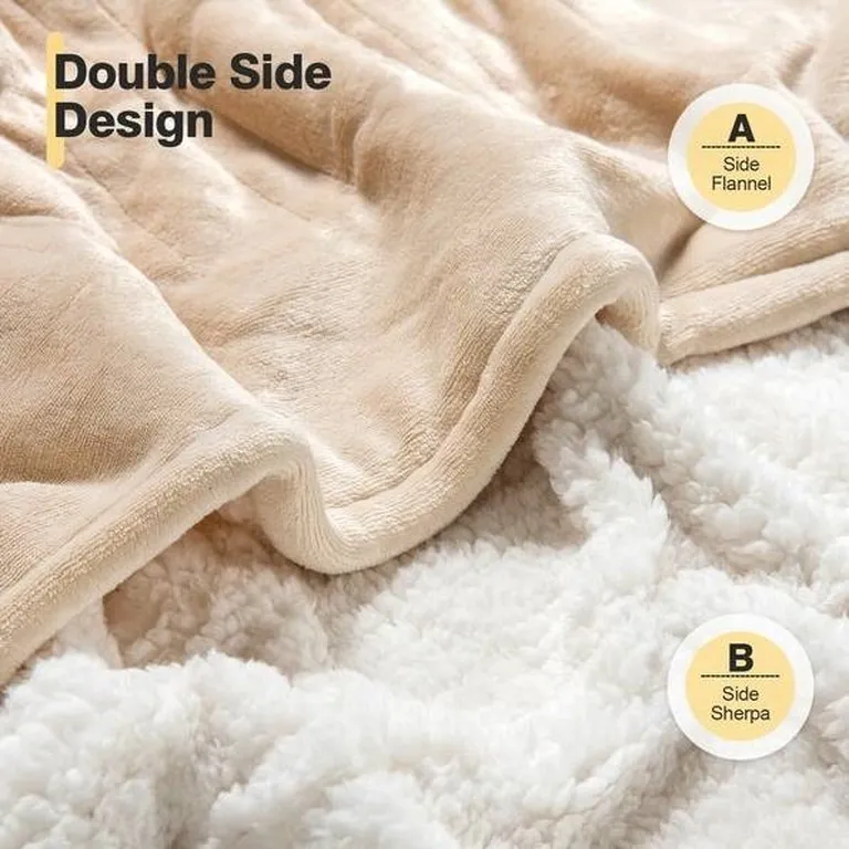 Heated Electric Sherpa Throw Blanket Photo 5
