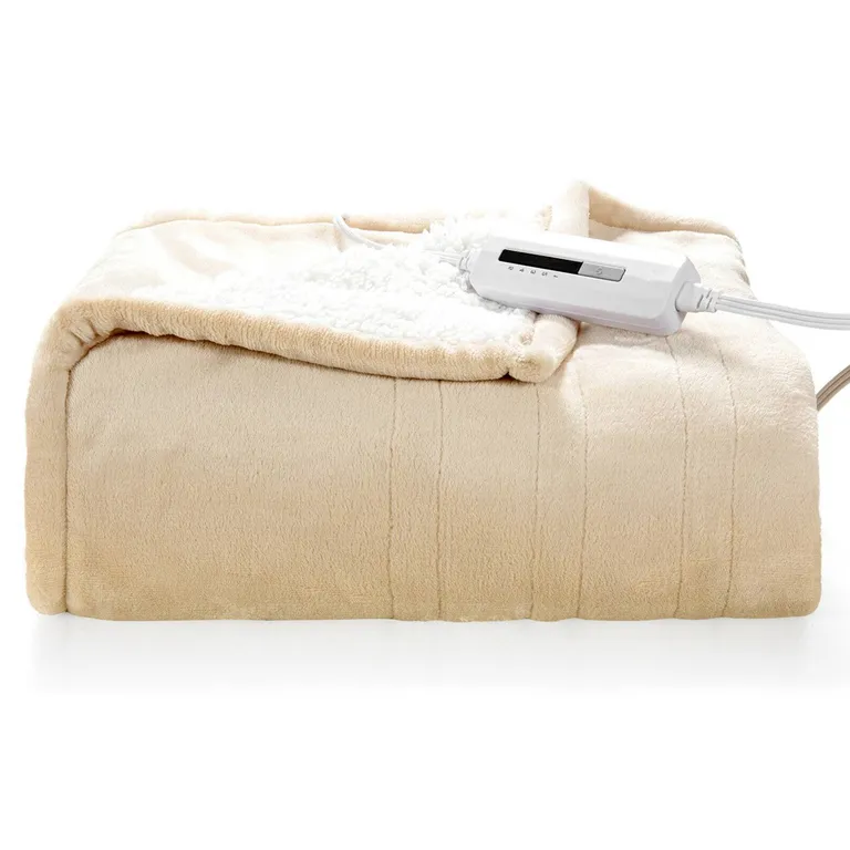 Heated Electric Sherpa Throw Blanket Photo 1