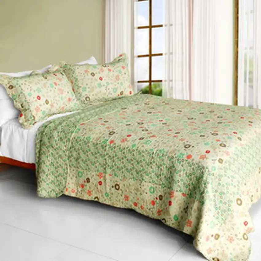 Heavenly Creatures -  Cotton 3PC Vermicelli-Quilted Patchwork Quilt Set (Full/Queen Size) Photo 2