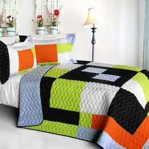 Photo of Her Words - Brand New Vermicelli-Quilted Patchwork Quilt Set Full/Queen