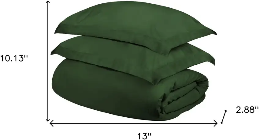 Hunter Green Queen Cotton Blend 300 Thread Count Washable Duvet Cover Set Photo 4