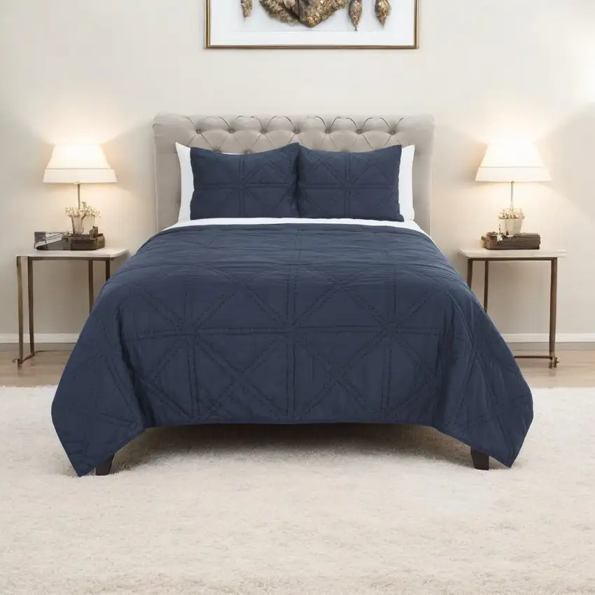 Indigo King 100% Cotton 300 Thread Count Machine Washable Down Alternative Comforter Photo 1