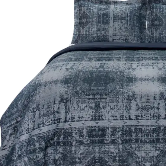 Indigo King Cotton Washable Polyester Duvet Cover Set With Two Shams Photo 4