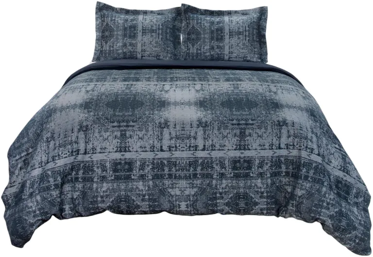 Indigo King Cotton Washable Polyester Duvet Cover Set With Two Shams Photo 2