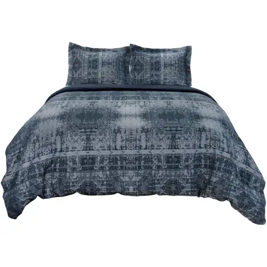 Indigo King Cotton Washable Polyester Duvet Cover Set With Two Shams Photo 2