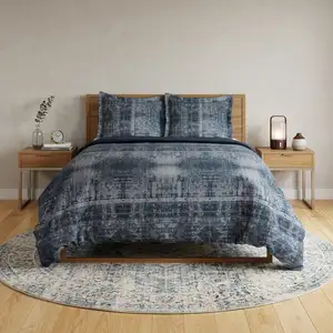 Photo of Indigo King Cotton Washable Polyester Duvet Cover Set With Two Shams