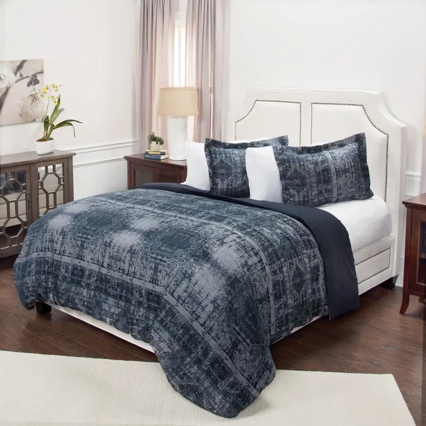 Indigo King Cotton Washable Polyester Duvet Cover Set With Two Shams Photo 6