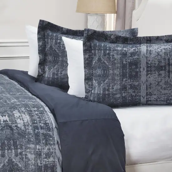 Indigo King Cotton Washable Polyester Duvet Cover Set With Two Shams Photo 8