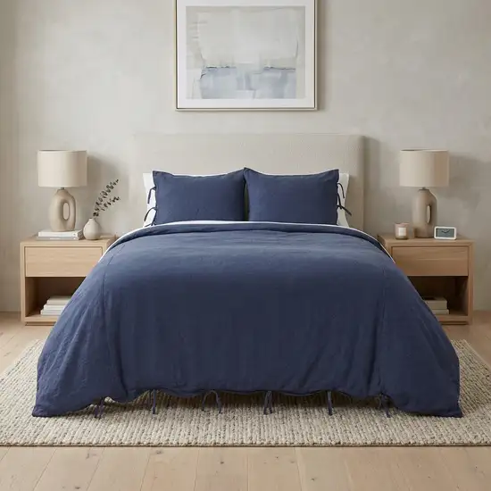 Indigo King Cotton Washable Polyester Duvet Cover Set With Two Shams Photo 1