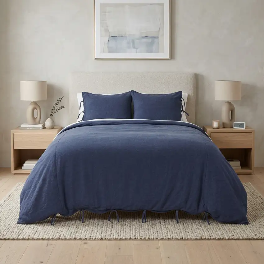 Indigo King Cotton Washable Polyester Duvet Cover Set With Two Shams Photo 1