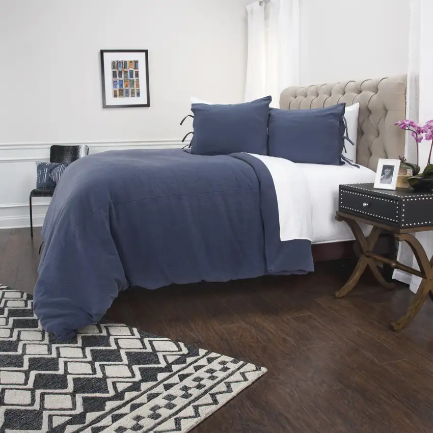 Indigo King Cotton Washable Polyester Duvet Cover Set With Two Shams Photo 8