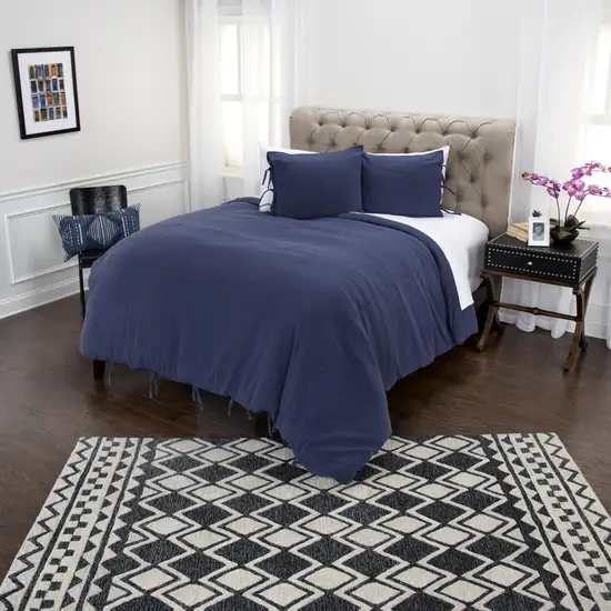 Indigo King Cotton Washable Polyester Duvet Cover Set With Two Shams Photo 9