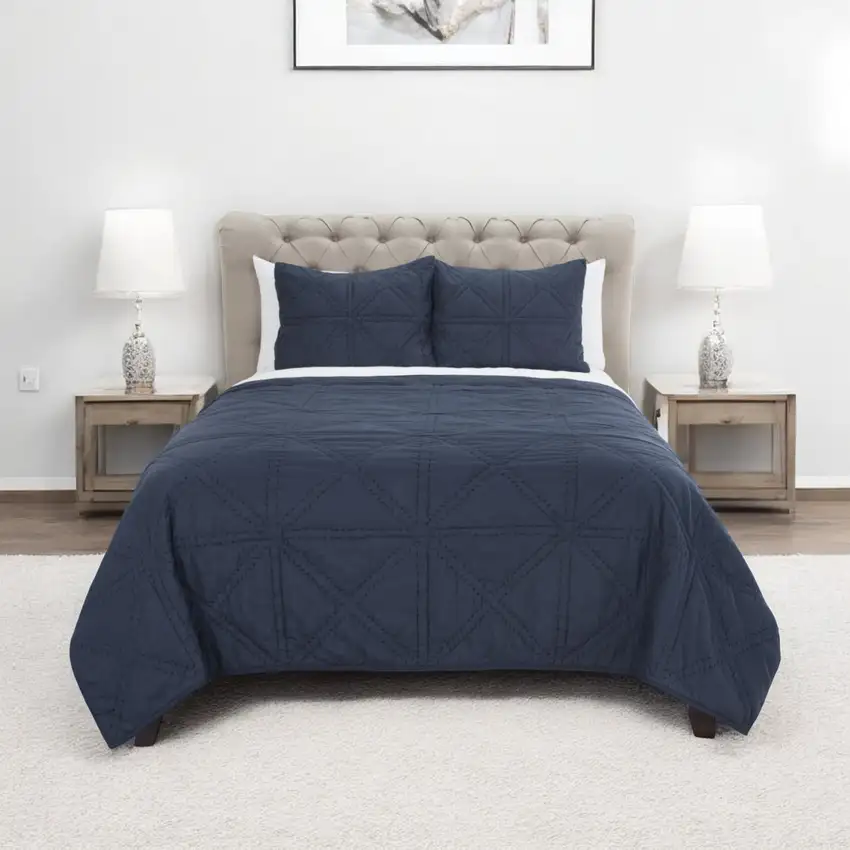 Indigo Queen 100% Cotton 300 Thread Count Dry Clean Only Down Alternative Comforter Photo 1