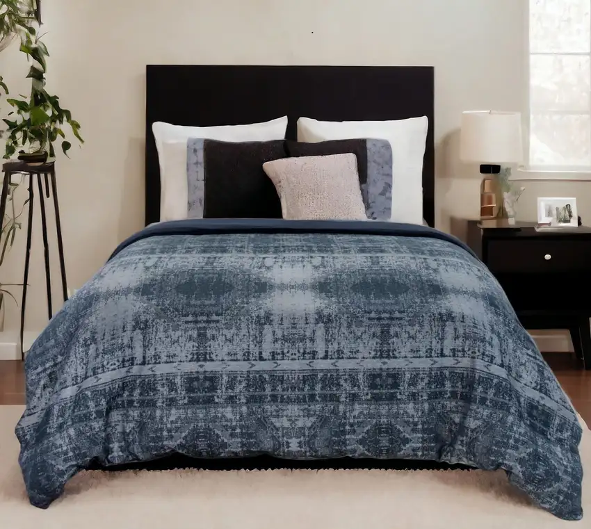 Indigo Queen 100% Cotton 300 Thread Count Washable Duvet Cover Photo 1