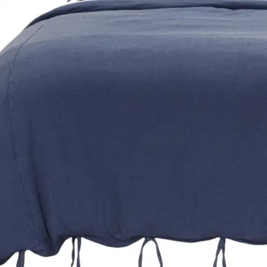 Indigo Queen Cotton Washable Polyester Duvet Cover Set With Two Shams Photo 5