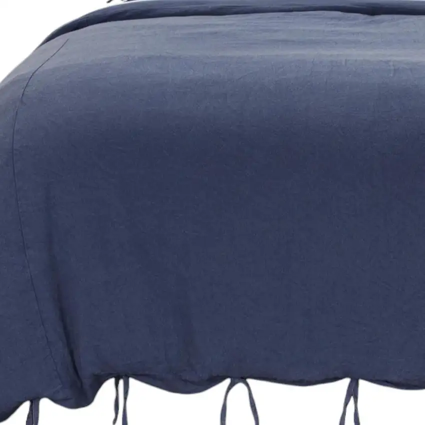 Indigo Queen Cotton Washable Polyester Duvet Cover Set With Two Shams Photo 5