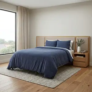 Photo of Indigo Queen Cotton Washable Polyester Duvet Cover Set With Two Shams