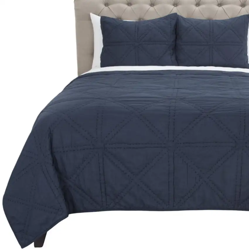 Indigo Twin Extra Long 100% Cotton 300 Thread Count Machine Washable Down Alternative Comforter Photo 6