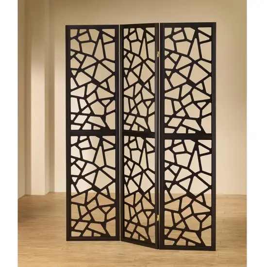 Intricate Mosaic Cutouts Folding Screen, Black Photo 1