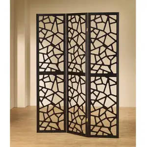 Photo of Intricate Mosaic Cutouts Folding Screen, Black