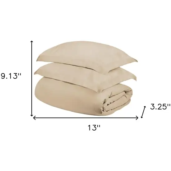 Ivory  Cotton Blend 400 Thread Count Washable Duvet Cover Set Photo 4