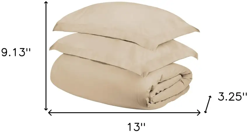 Ivory  Cotton Blend 400 Thread Count Washable Duvet Cover Set Photo 4