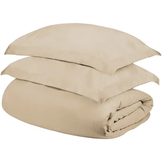 Ivory  Cotton Blend 400 Thread Count Washable Duvet Cover Set Photo 1