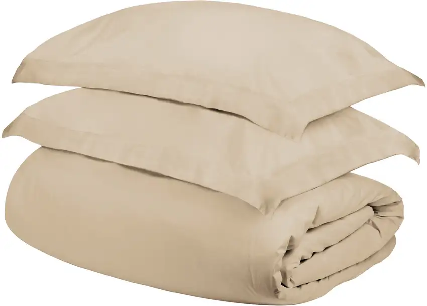 Ivory  Cotton Blend 400 Thread Count Washable Duvet Cover Set Photo 1