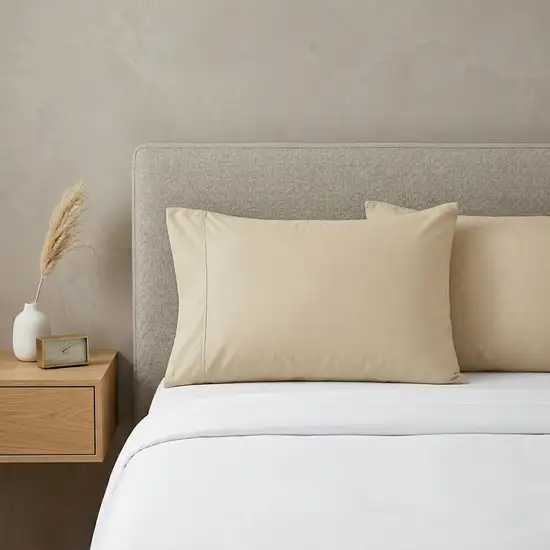 Set of Two Ivory Cotton Queen Pillowcases Photo 1