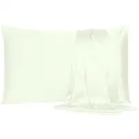 Photo of Ivory Dreamy Set Of 2 Silky Satin Queen Pillowcases
