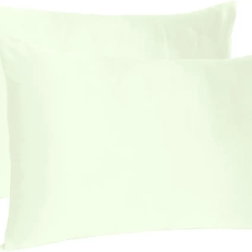 Ivory Dreamy Set Of 2 Silky Satin Standard Pillowcases Photo 6