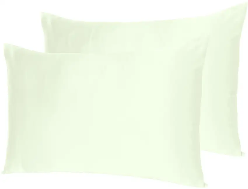 Ivory Dreamy Set Of 2 Silky Satin Standard Pillowcases Photo 7